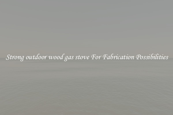 Strong outdoor wood gas stove For Fabrication Possibilities