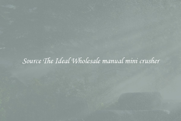 Source The Ideal Wholesale manual mini crusher