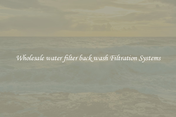 Wholesale water filter back wash Filtration Systems